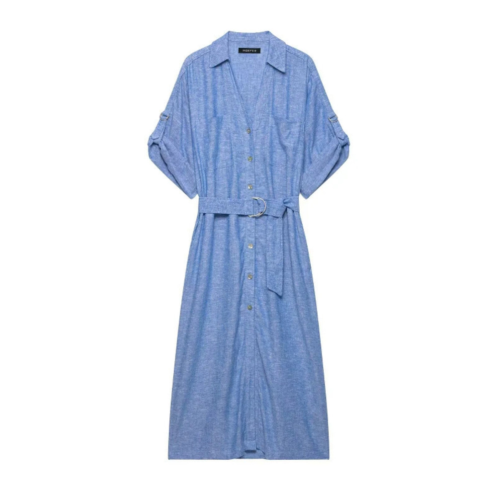 ZARA Long Sleeve Lapel Belted Trench Dress